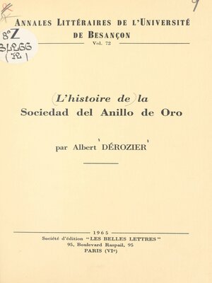 cover image of L'histoire de la Sociedad del Anillo de Oro pendant le triennat constitutionnel 1820-1823